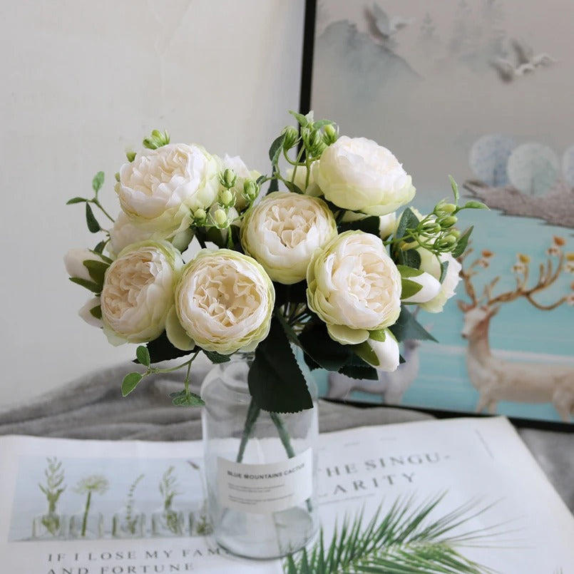 Silk Peony Bouquet Roses Flowers