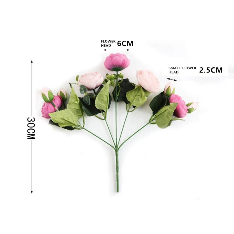 Silk Peony Bouquet Roses Flowers