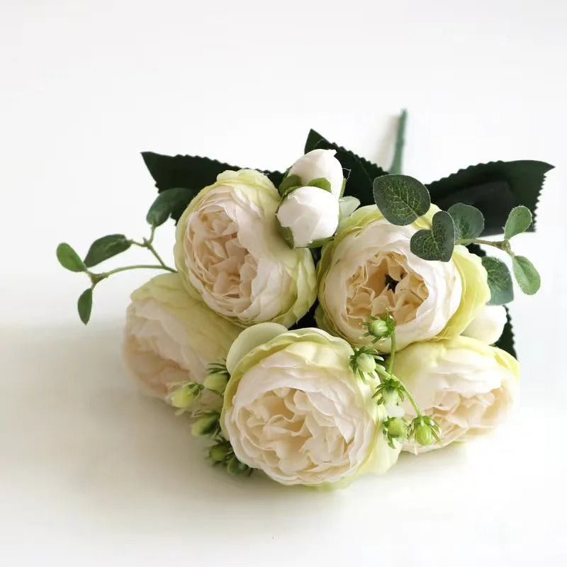 Silk Peony Bouquet Roses Flowers