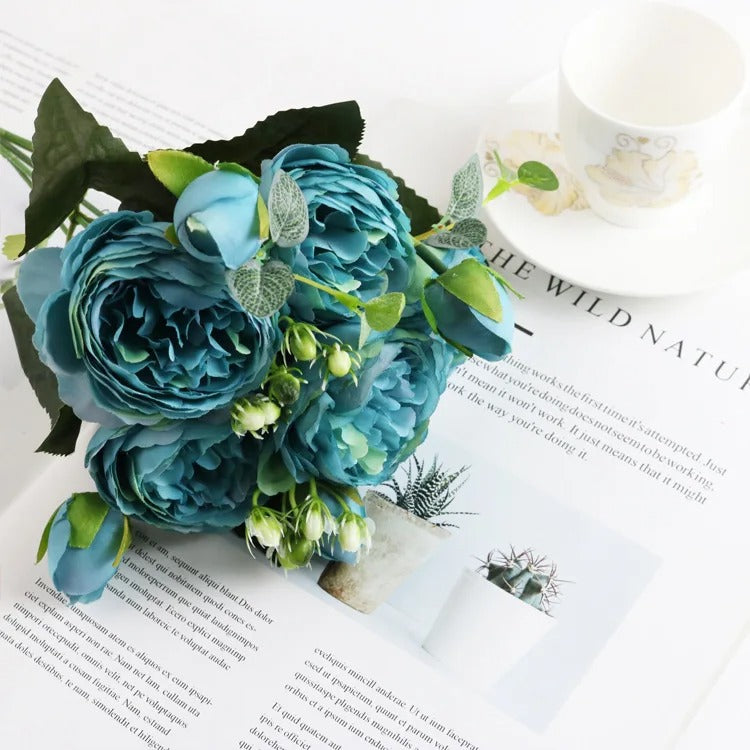 Silk Peony Bouquet Roses Flowers