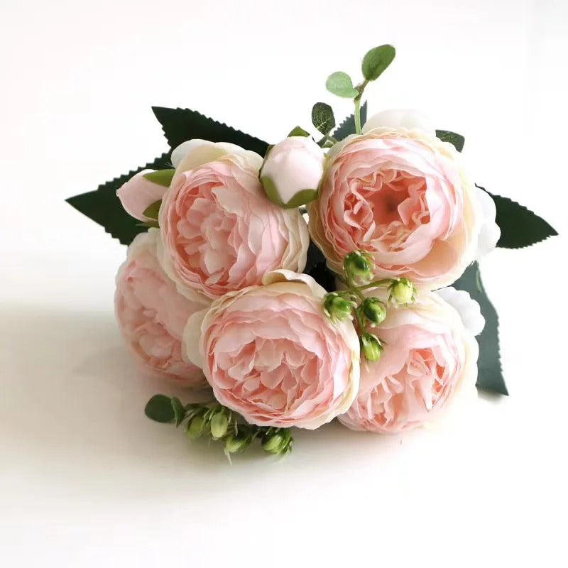 Silk Peony Bouquet Roses Flowers