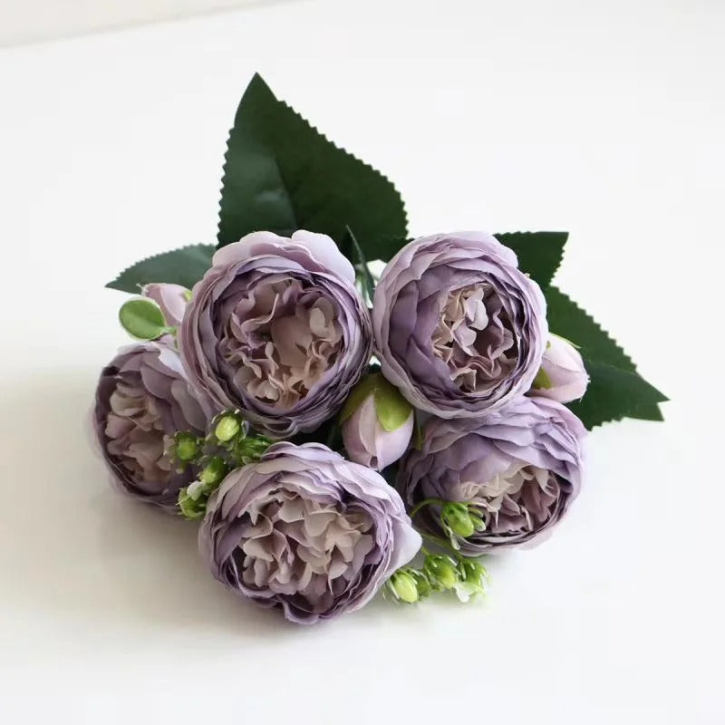 Silk Peony Bouquet Roses Flowers