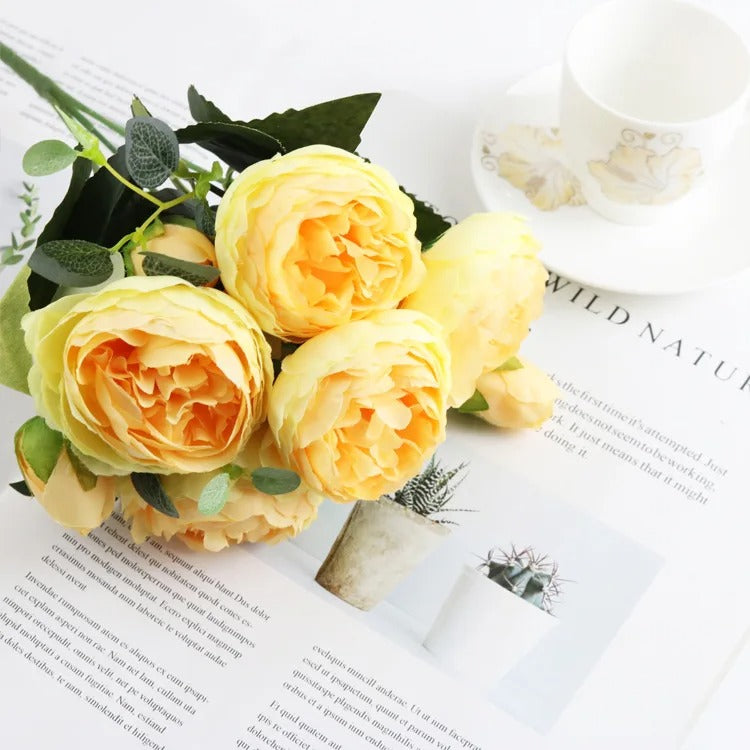 Silk Peony Bouquet Roses Flowers